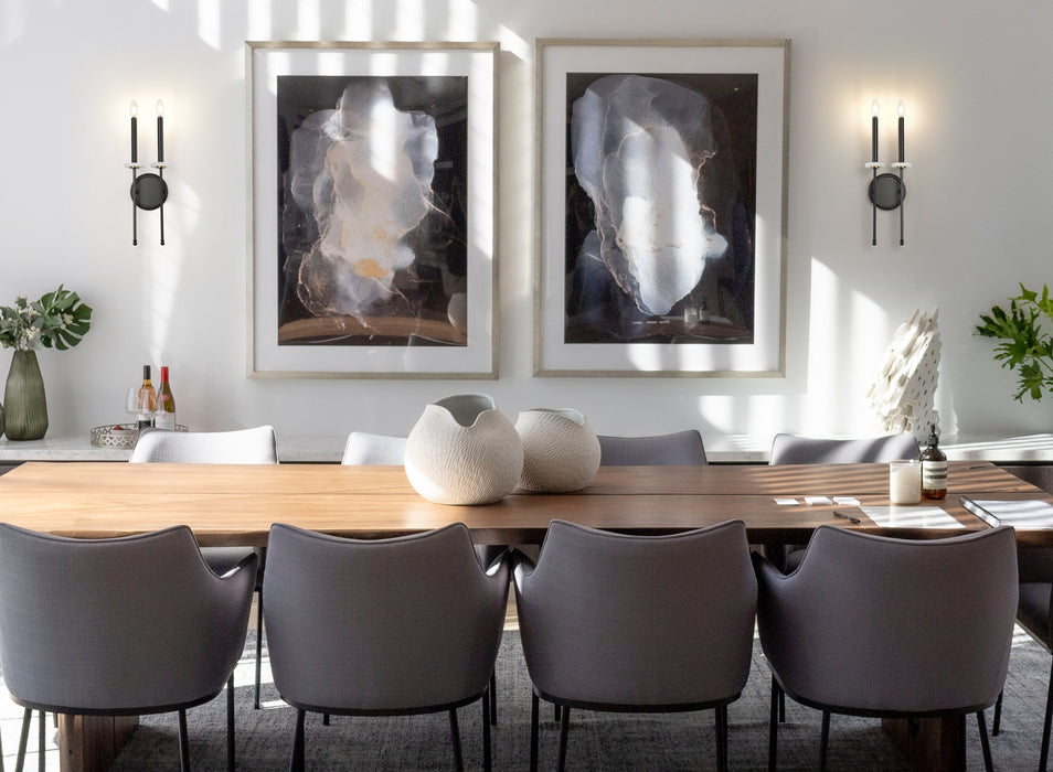 Wall Sconce Z-Lite 6100-2S-MB Matte Black+mordern Gold Gaultier 2 Light Wall Sconce Z-Lite