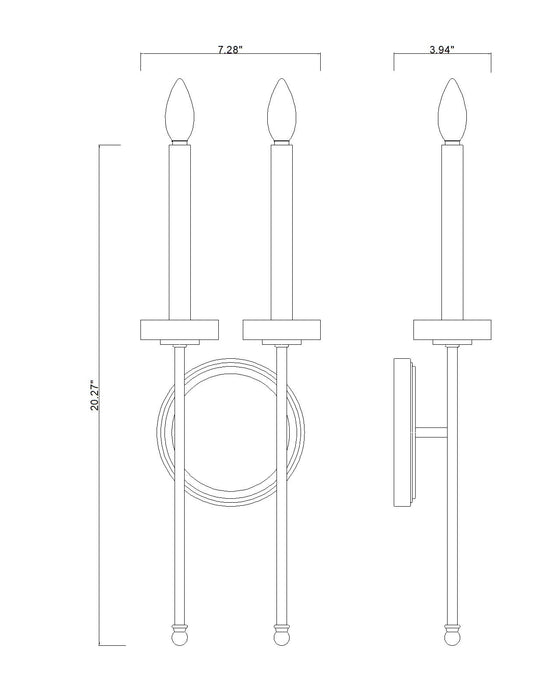 Wall Sconce Z-Lite 6100-2S-MGLD Mordern Gold Gaultier 2 Light Wall Sconce Z-Lite
