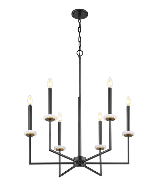 Chandelier Z-Lite 6100-6MB Matte Black+mordern Gold Gaultier 6 Light Chandelier Z-Lite