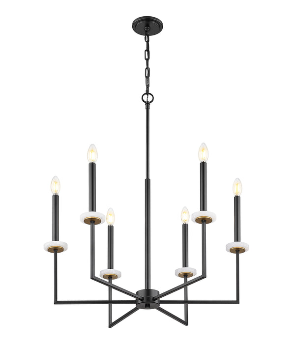 Chandelier Z-Lite 6100-6MB Matte Black+mordern Gold Gaultier 6 Light Chandelier Z-Lite