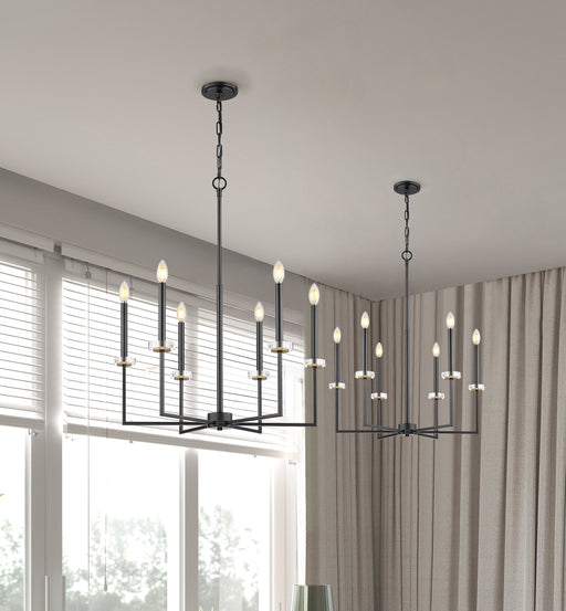 Chandelier Z-Lite 6100-6MB Matte Black+mordern Gold Gaultier 6 Light Chandelier Z-Lite