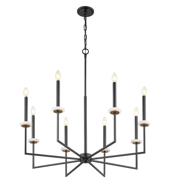 Chandelier Z-Lite 6100-8MB Matte Black+mordern Gold Gaultier 8 Light Chandelier Z-Lite