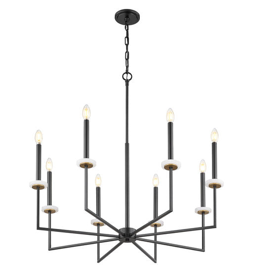 Chandelier Z-Lite 6100-8MB Matte Black+mordern Gold Gaultier 8 Light Chandelier Z-Lite