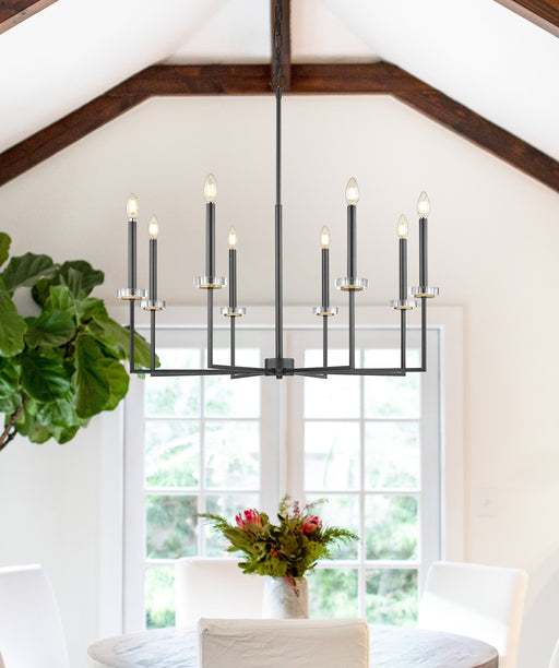 Chandelier Z-Lite 6100-8MB Matte Black+mordern Gold Gaultier 8 Light Chandelier Z-Lite