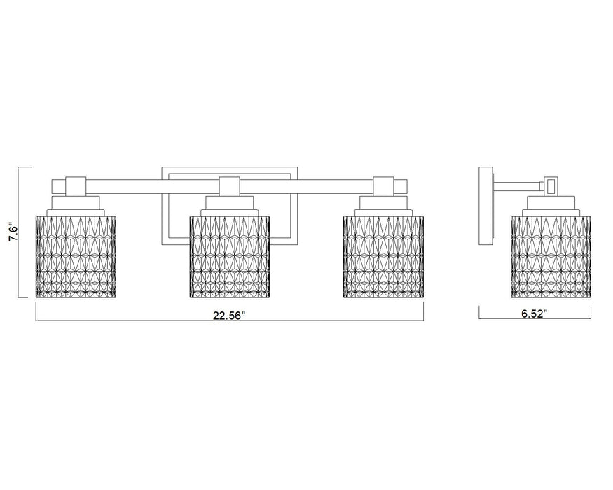 Vanity Z-Lite 6101-3V-MGLD Modern Gold Jacqueline 3 Light Vanity Z-Lite