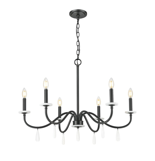 Chandelier Z-Lite 6103-32MB Matte Black Toussant 6 Light Chandelier Z-Lite