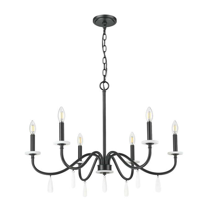 Chandelier Z-Lite 6103-32MB Matte Black Toussant 6 Light Chandelier Z-Lite