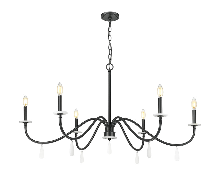 Chandelier Z-Lite 6103-45MB Matte Black Toussant 6 Light Chandelier Z-Lite