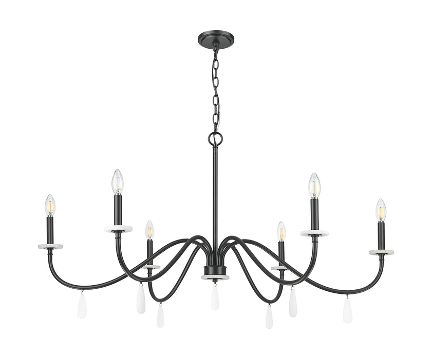 Chandelier Z-Lite 6103-45MB Matte Black Toussant 6 Light Chandelier Z-Lite