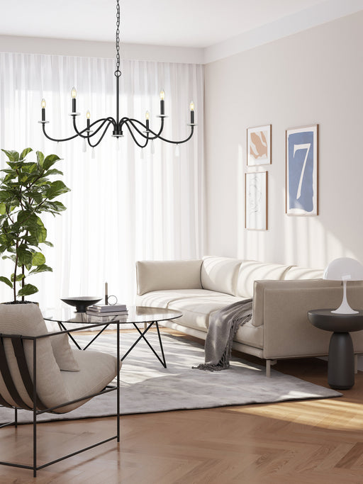 Chandelier Z-Lite 6103-45MB Matte Black Toussant 6 Light Chandelier Z-Lite