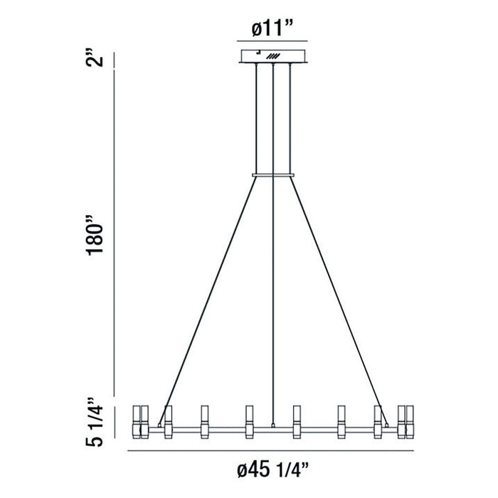 Eurofase 37044-015 Albany 45" Brass-Black Mix LED Chandelier