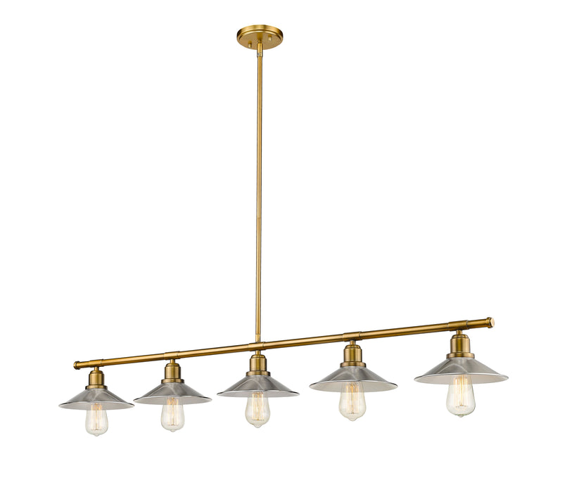 Linear Chandelier Z-Lite 613-5L-FB+BN Foundry Brass Casa 5 Light Linear Chandelier Z-Lite