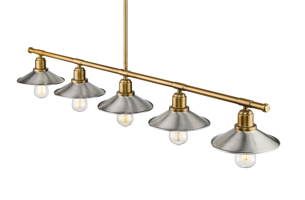 Linear Chandelier Z-Lite 613-5L-FB+BN Foundry Brass Casa 5 Light Linear Chandelier Z-Lite