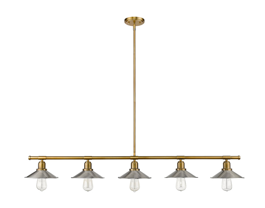 Linear Chandelier Z-Lite 613-5L-FB+BN Foundry Brass Casa 5 Light Linear Chandelier Z-Lite