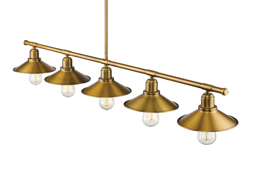 Linear Chandelier Z-Lite 613-5L-FB Foundry Brass Casa 5 Light Linear Chandelier Z-Lite