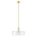 Convertible Pendant Thesis 207406A Como 18 inch 1 light Champagne Gold Convertible Pendant with Clear Ribbed and Opal Glass Shade THESIS