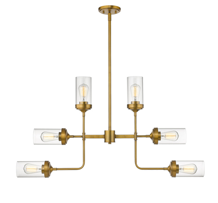 Chandelier Z-Lite 617-6FB Foundry Brass Calliope 6 Light Chandelier Z-Lite