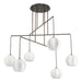 Chandelier Thesis 207791A Bryony 48 inch 6 light Forged Bronze Chandelier with White Synthetic Silk Shades THESIS