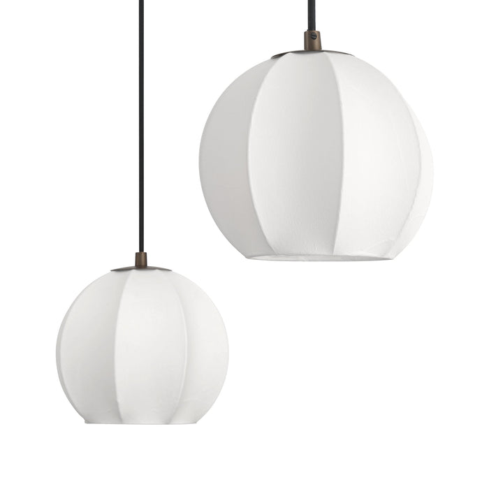 Chandelier Thesis 207791A Bryony 48 inch 6 light Forged Bronze Chandelier with White Synthetic Silk Shades THESIS