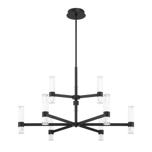 Chandelier Thesis 207312A Ristretto 42 inch 18 light Matte Black LED Chandelier with Clear Ribbed and White Acrylic Shades THESIS