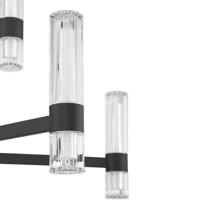 Chandelier Thesis 207312A Ristretto 42 inch 18 light Matte Black LED Chandelier with Clear Ribbed and White Acrylic Shades THESIS