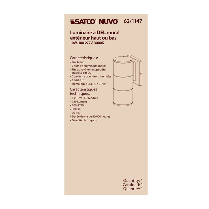 Sconce Nuvo 62-1147 1 Light - LED Large Up or Down Sconce Fixture - White Finish - 10W - 120/277V Nuvo
