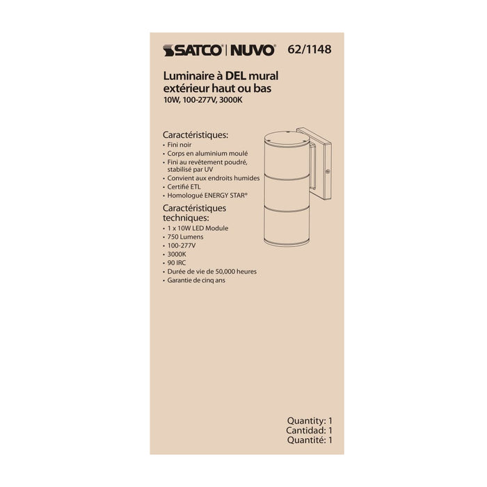 Sconce Nuvo 62-1148 1 Light - LED Large Up or Down Sconce Fixture - Black Finish - 10W - 120/277V Nuvo