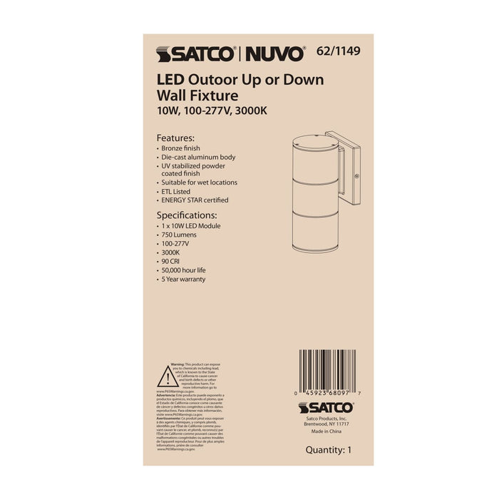 Sconce Nuvo 62-1149 1 Light - LED Large Up or Down Sconce Fixture - Bronze Finish - 10W - 120/277V Nuvo