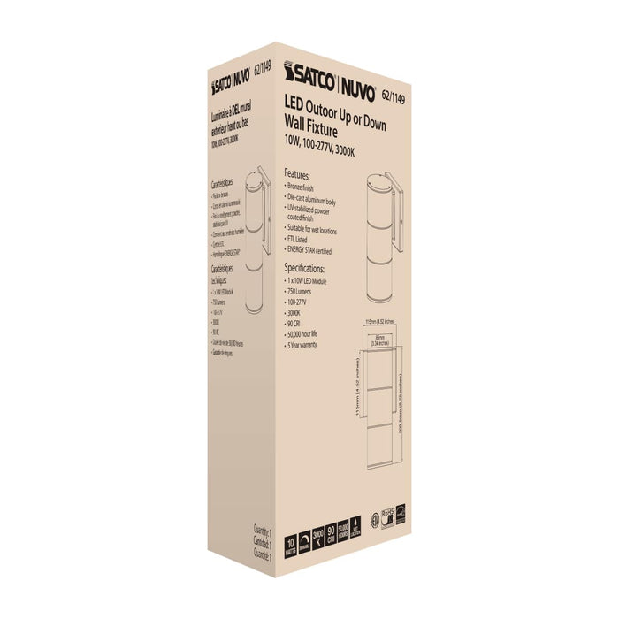 Sconce Nuvo 62-1149 1 Light - LED Large Up or Down Sconce Fixture - Bronze Finish - 10W - 120/277V Nuvo