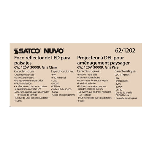Flood Light Nuvo 62-1202 LED Landscape Flood 6W - Light - Gray Finish Nuvo
