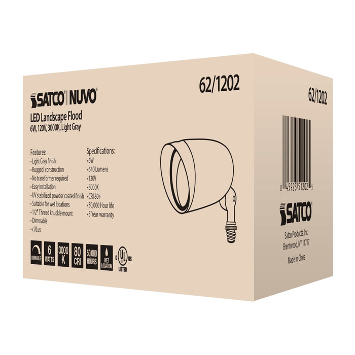 Flood Light Nuvo 62-1202 LED Landscape Flood 6W - Light - Gray Finish Nuvo
