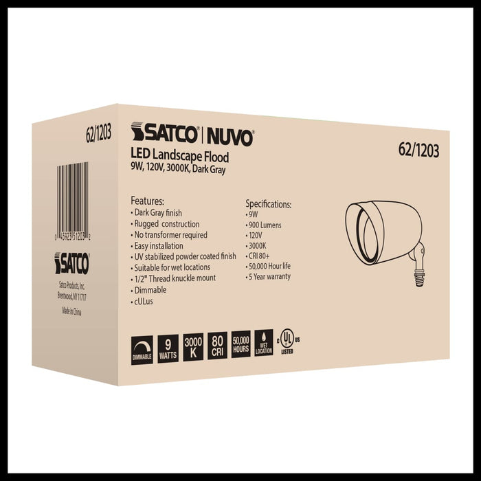 Flood Light Nuvo 62-1203 LED Landscape Flood 9W - Dark Gray Finish Nuvo