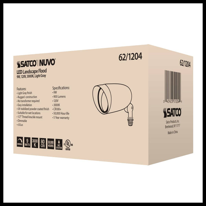Flood Light Nuvo 62-1204 LED Landscape Flood 9W - Light - Gray Finish Nuvo