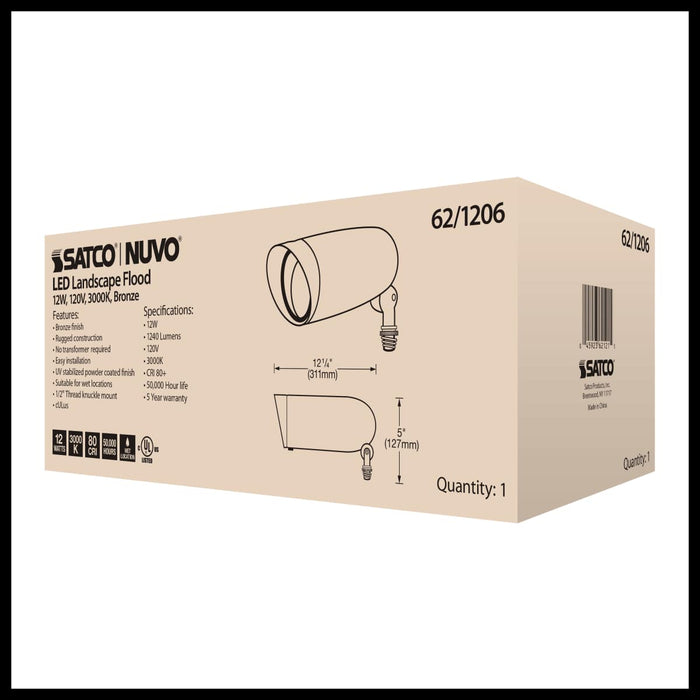 Flood Light Nuvo 62-1206 LED Landscape Flood 12 Watt - 3000K - Bronze Finish Nuvo