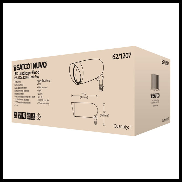 Flood Light Nuvo 62-1207 LED Landscape Flood 12 Watt - 3000K - Dark Gray Finish Nuvo