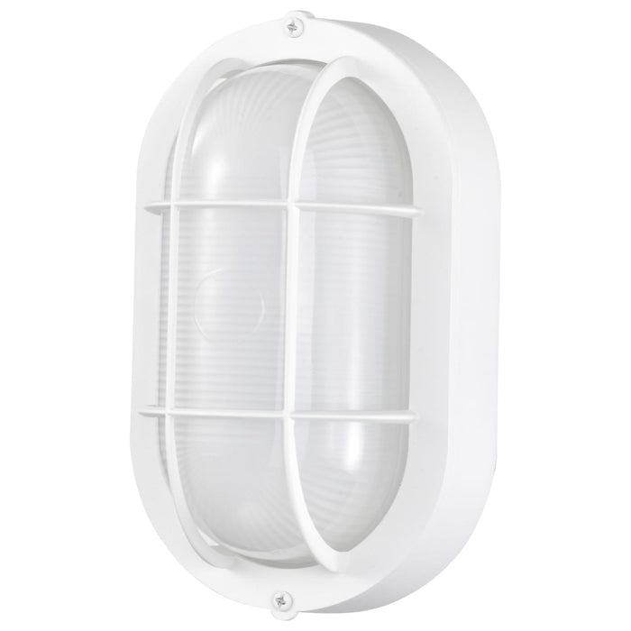 Bulk Head Nuvo 62-1388 LED Small Oval Bulk Head Fixture - White Finish with White Glass Nuvo