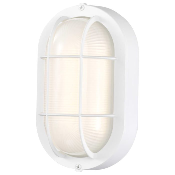 Bulk Head Nuvo 62-1388 LED Small Oval Bulk Head Fixture - White Finish with White Glass Nuvo