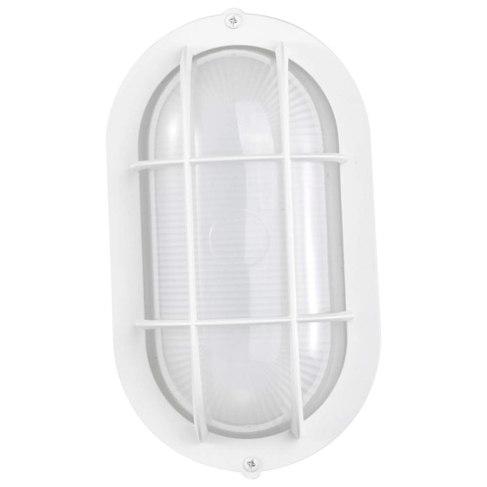 Bulk Head Nuvo 62-1388 LED Small Oval Bulk Head Fixture - White Finish with White Glass Nuvo