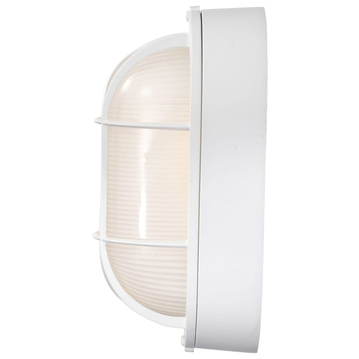 Bulk Head Nuvo 62-1388 LED Small Oval Bulk Head Fixture - White Finish with White Glass Nuvo