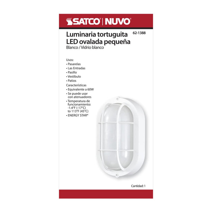 Bulk Head Nuvo 62-1388 LED Small Oval Bulk Head Fixture - White Finish with White Glass Nuvo