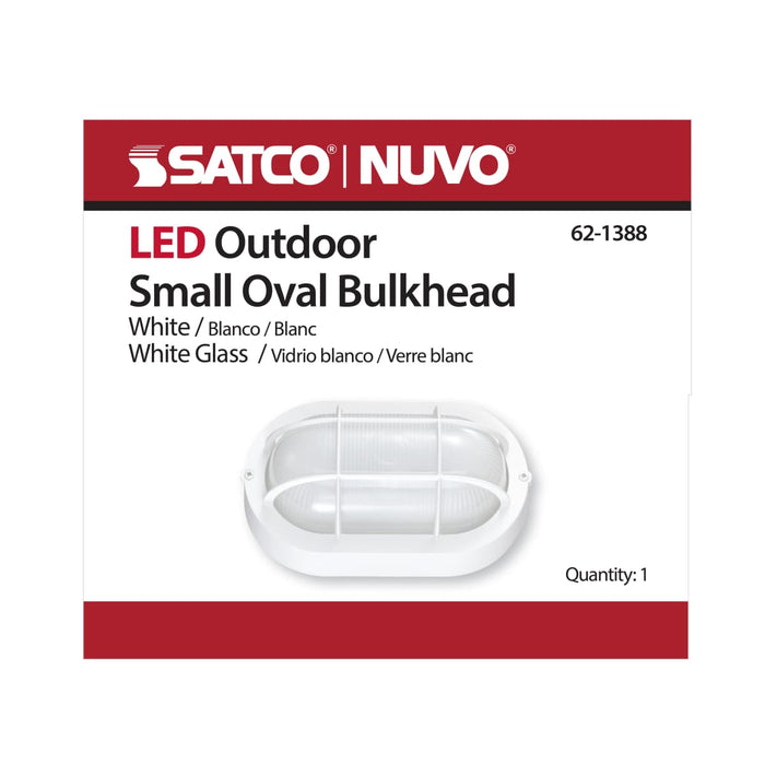 Bulk Head Nuvo 62-1388 LED Small Oval Bulk Head Fixture - White Finish with White Glass Nuvo
