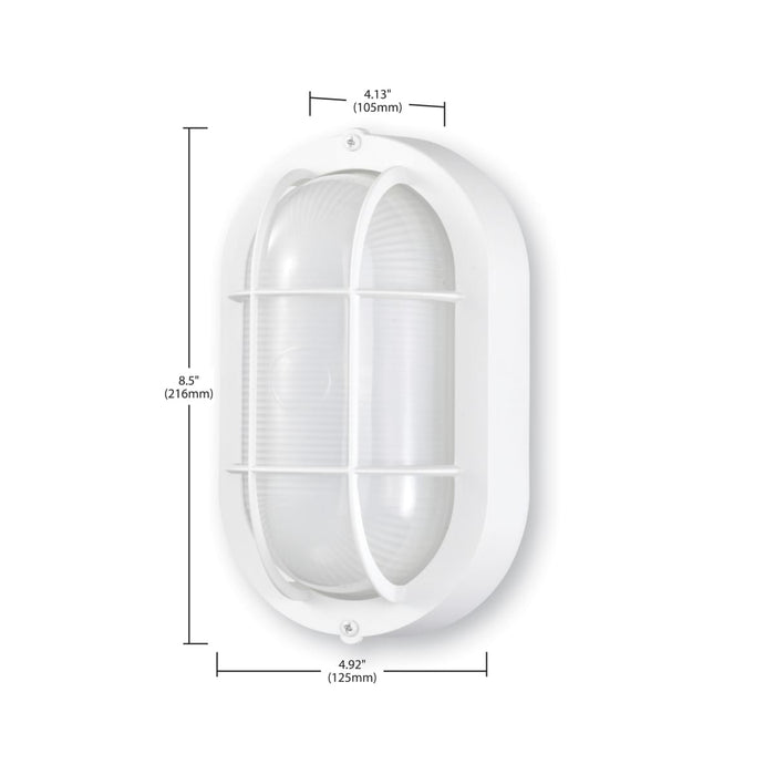 Bulk Head Nuvo 62-1388 LED Small Oval Bulk Head Fixture - White Finish with White Glass Nuvo