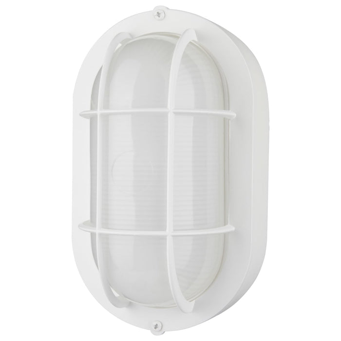 Bulk Head Nuvo 62-1388 LED Small Oval Bulk Head Fixture - White Finish with White Glass Nuvo