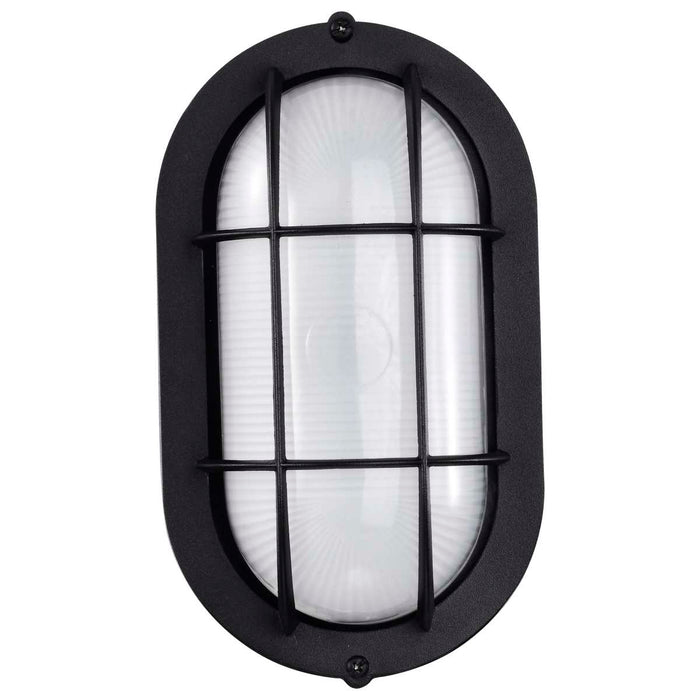 Bulk Head Nuvo 62-1389 LED Small Oval Bulk Head Fixture - Black Finish with White Glass Nuvo