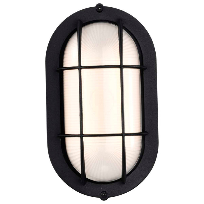 Bulk Head Nuvo 62-1389 LED Small Oval Bulk Head Fixture - Black Finish with White Glass Nuvo