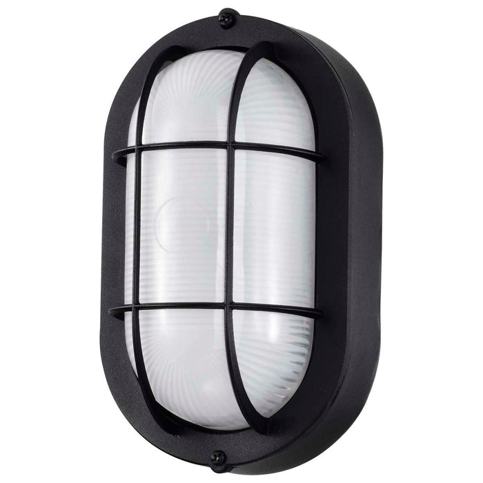 Bulk Head Nuvo 62-1389 LED Small Oval Bulk Head Fixture - Black Finish with White Glass Nuvo
