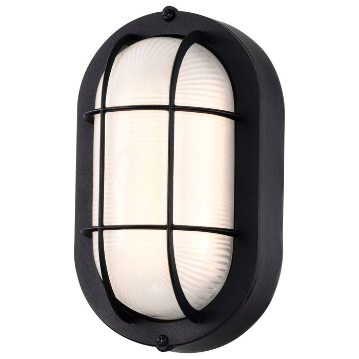 Bulk Head Nuvo 62-1389 LED Small Oval Bulk Head Fixture - Black Finish with White Glass Nuvo