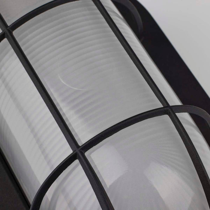 Bulk Head Nuvo 62-1389 LED Small Oval Bulk Head Fixture - Black Finish with White Glass Nuvo