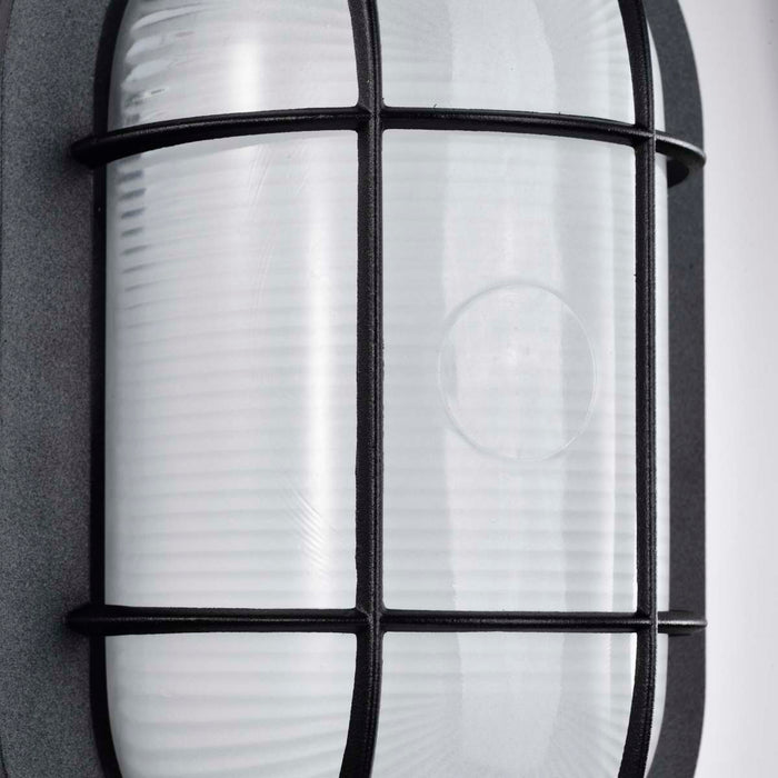 Bulk Head Nuvo 62-1389 LED Small Oval Bulk Head Fixture - Black Finish with White Glass Nuvo