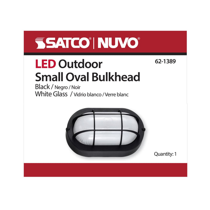 Bulk Head Nuvo 62-1389 LED Small Oval Bulk Head Fixture - Black Finish with White Glass Nuvo